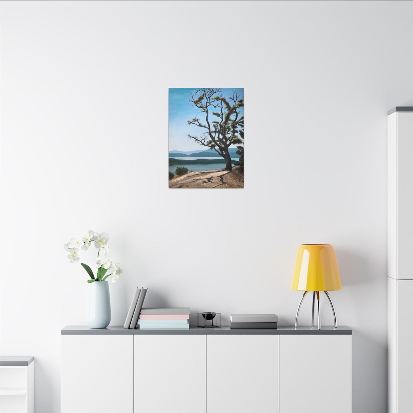 Coastal Tree Matte Canvas Print — Serene Ocean View Wall Art