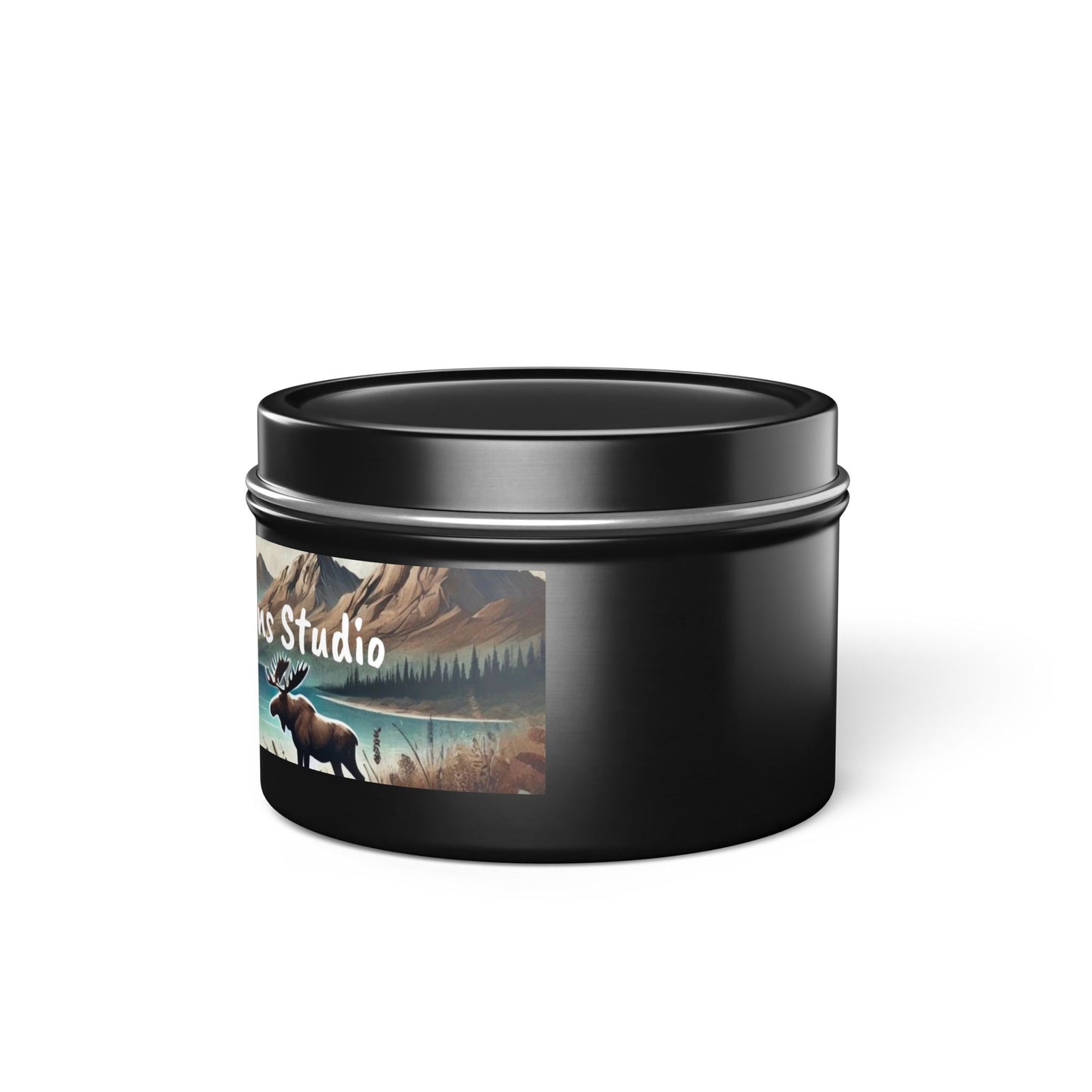 Mountain Moose Tin Candle — Nature Scents Candle with 'Northern Creations Studio' Label