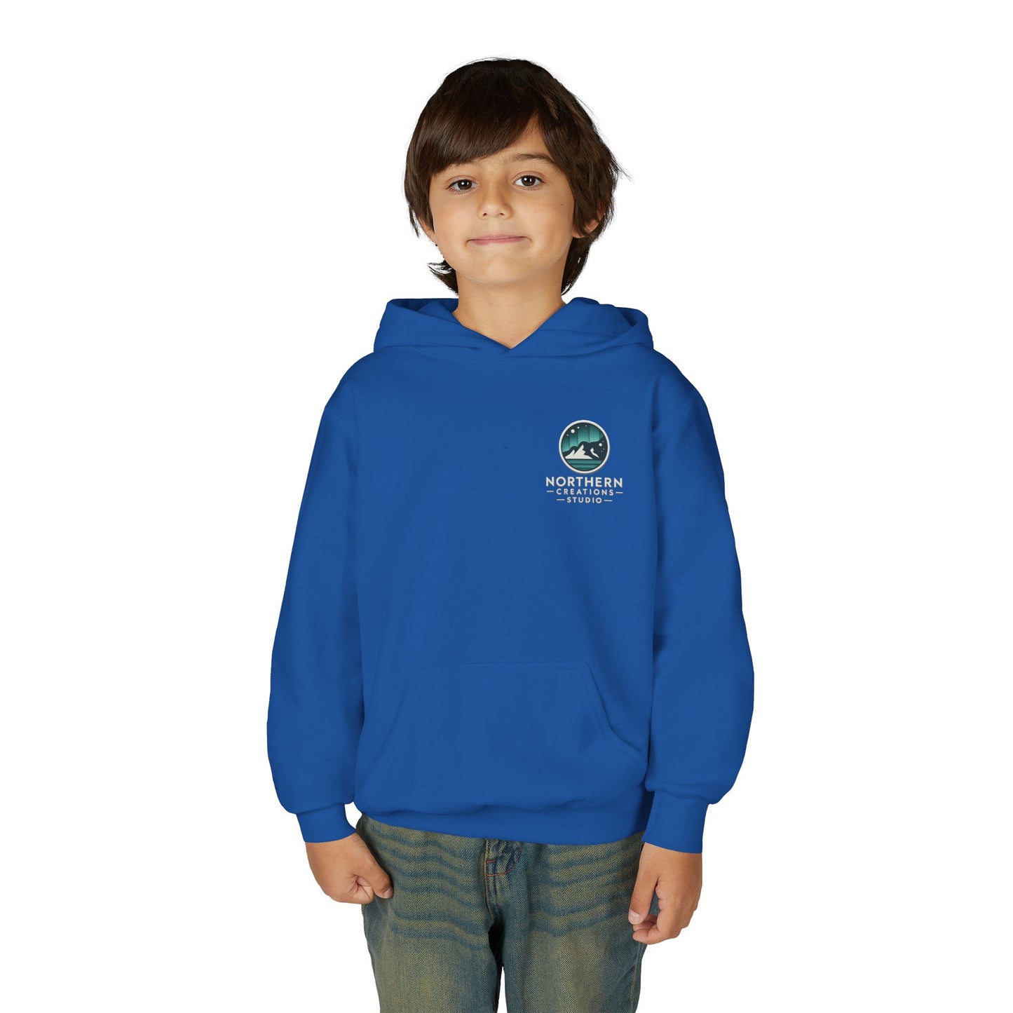 Youth Hoodie — Northern Creations Studio Logo Sweatshirt (Aurora Mountain Design)
