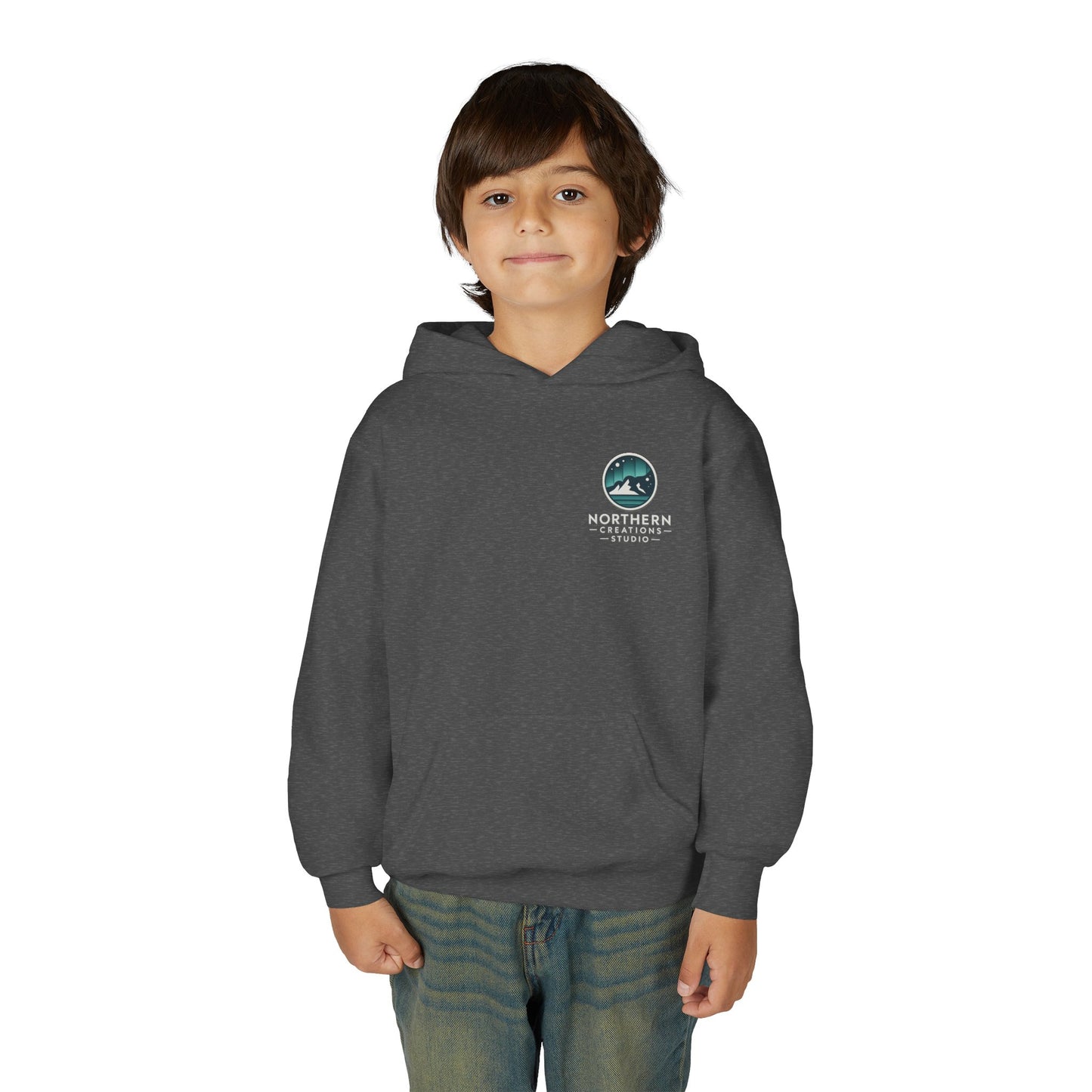 Youth Hoodie — Northern Creations Studio Logo Sweatshirt (Aurora Mountain Design)