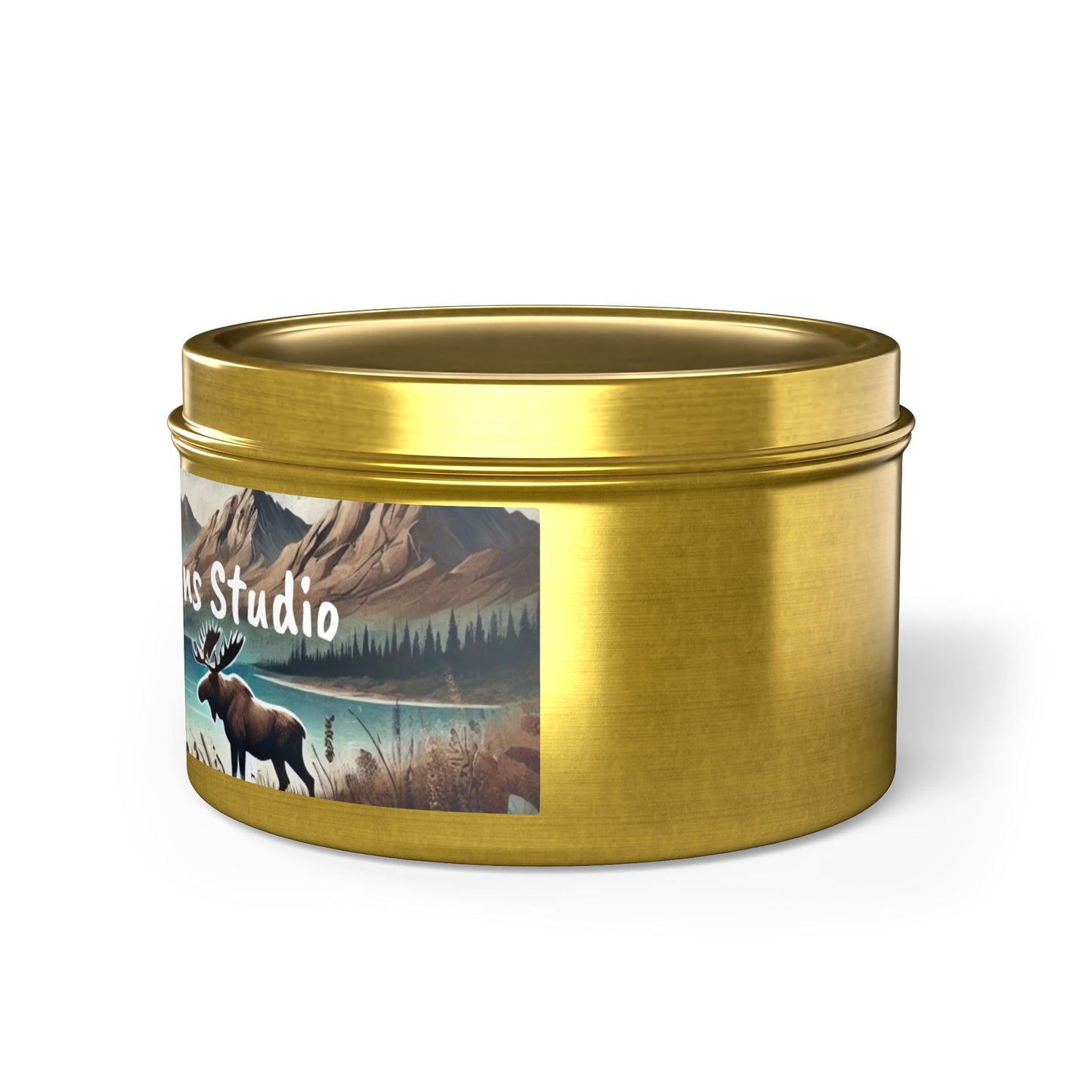 Mountain Moose Tin Candle — Nature Scents Candle with 'Northern Creations Studio' Label