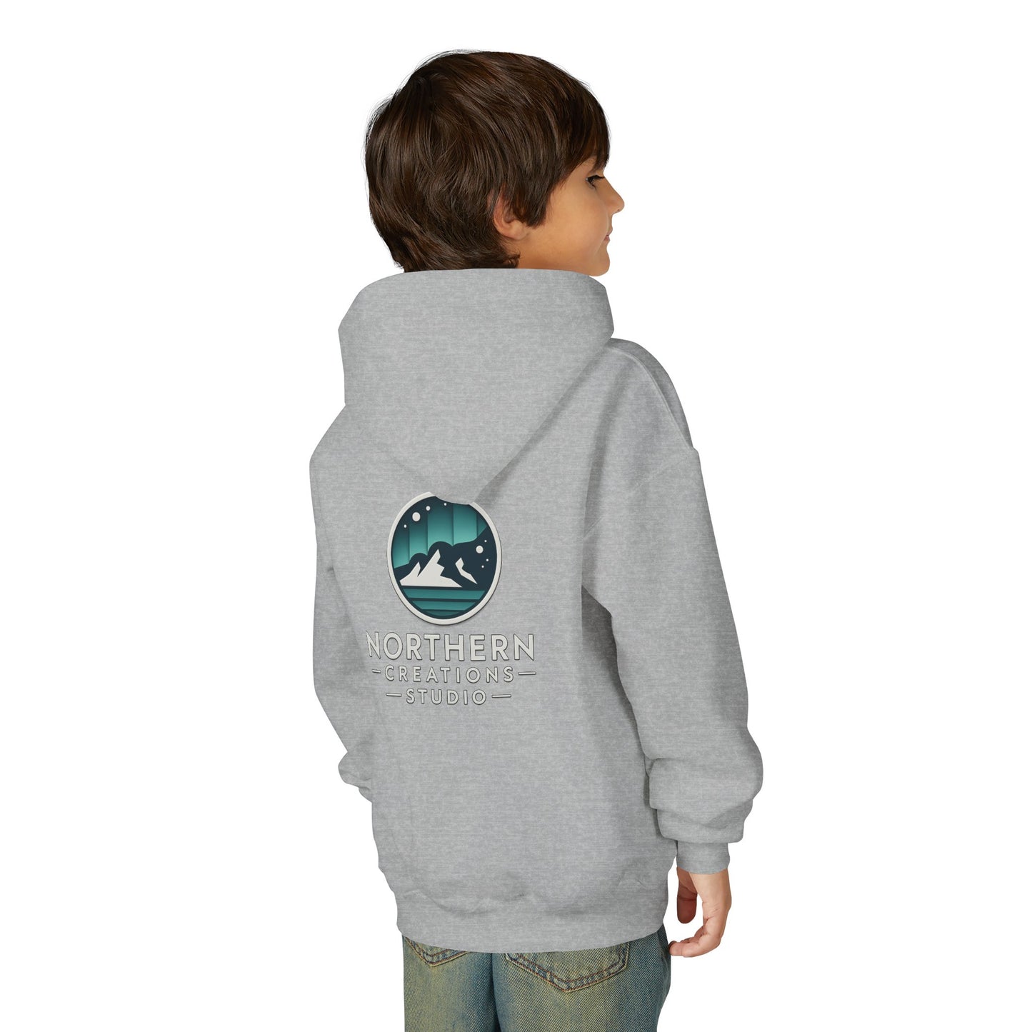 Youth Hoodie — Northern Creations Studio Logo Sweatshirt (Aurora Mountain Design)
