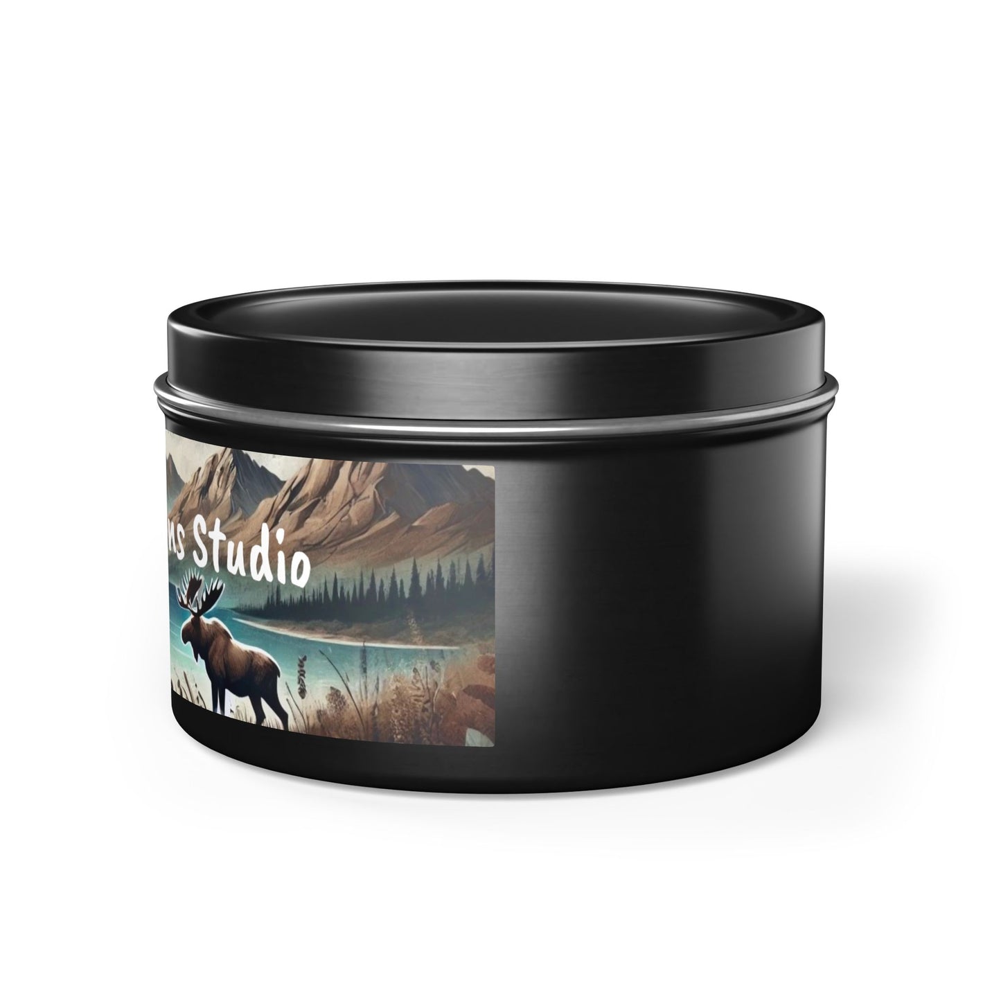 Mountain Moose Tin Candle — Nature Scents Candle with 'Northern Creations Studio' Label