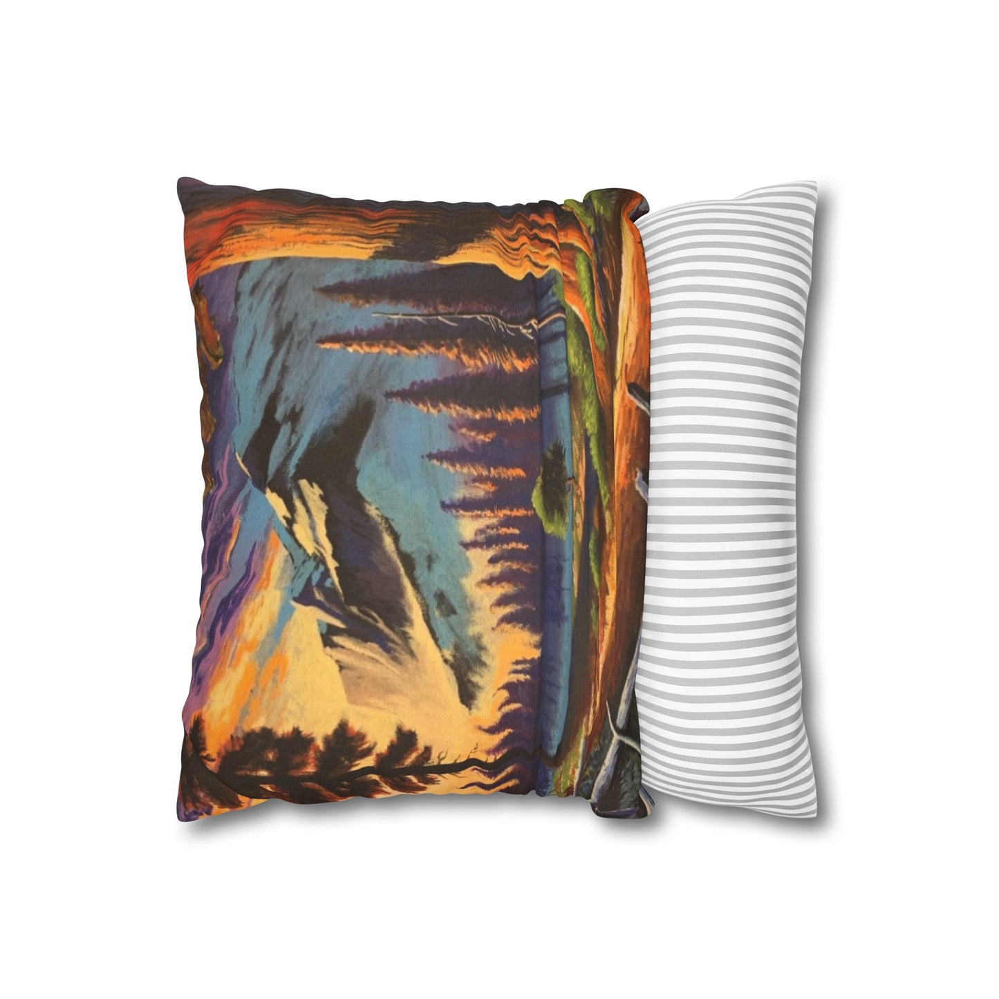 Scenic Mountain Landscape Faux Suede Pillowcase