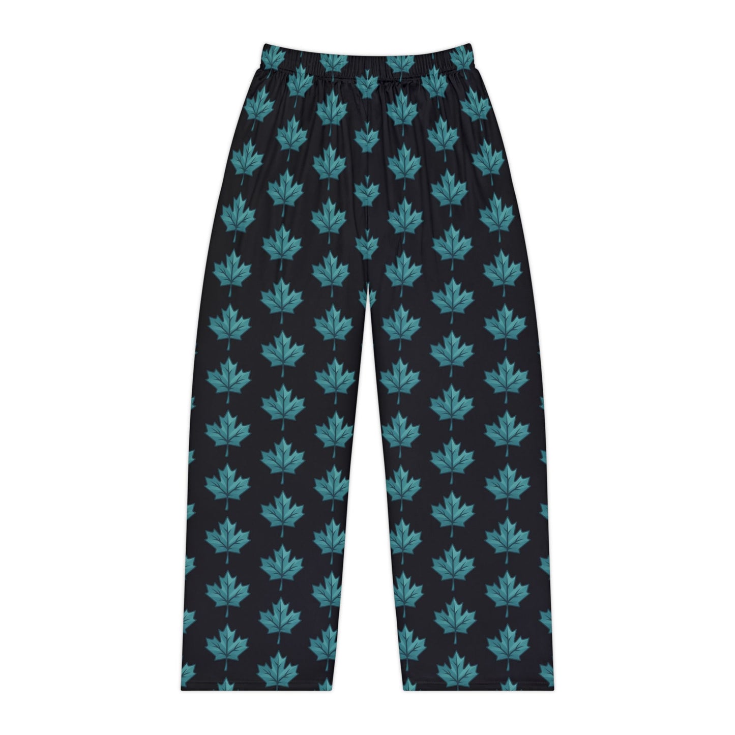 Women's Pajama Pants — Teal Maple Leaf Pattern Loungewear