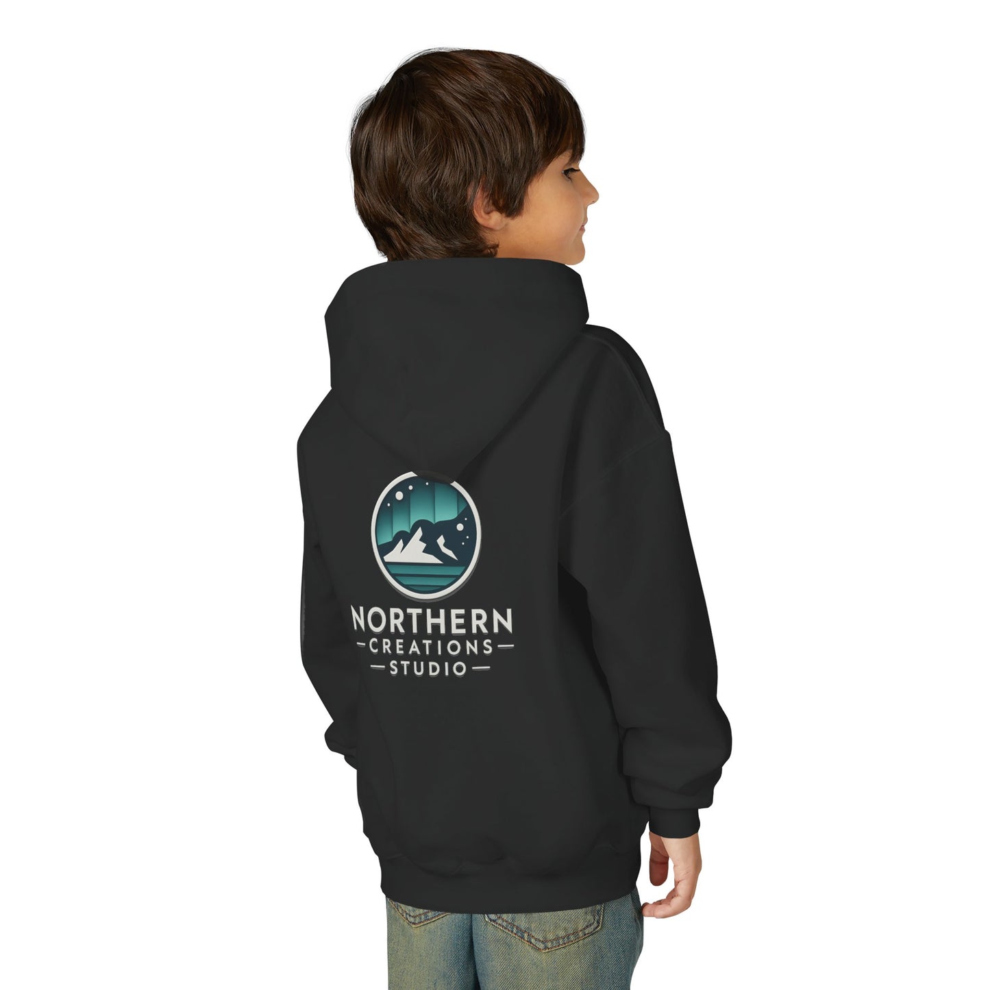 Youth Hoodie — Northern Creations Studio Logo Sweatshirt (Aurora Mountain Design)