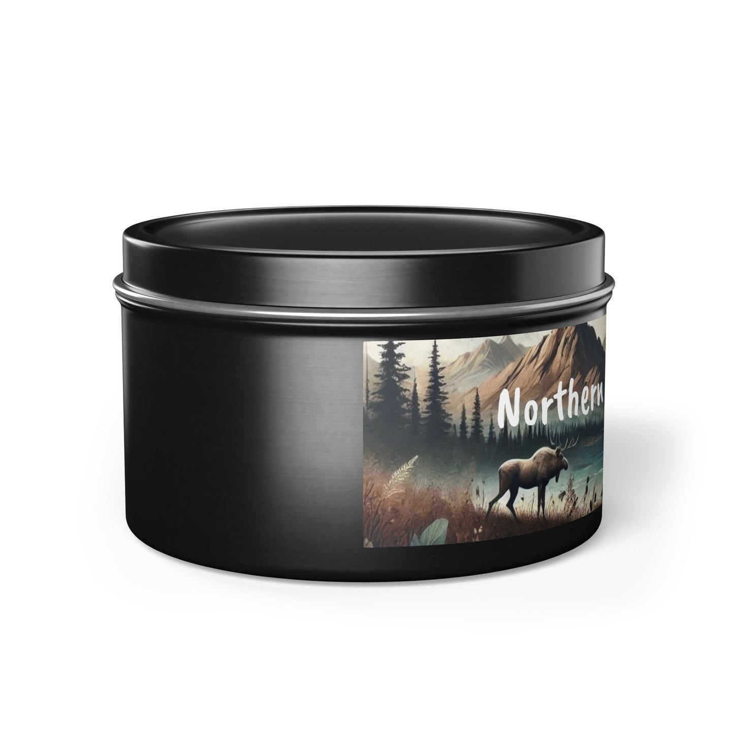 Mountain Moose Tin Candle — Nature Scents Candle with 'Northern Creations Studio' Label