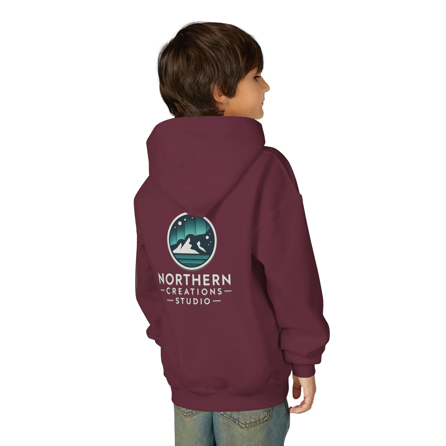 Youth Hoodie — Northern Creations Studio Logo Sweatshirt (Aurora Mountain Design)