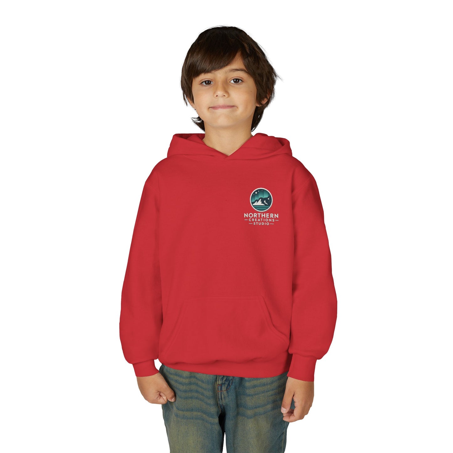 Youth Hoodie — Northern Creations Studio Logo Sweatshirt (Aurora Mountain Design)