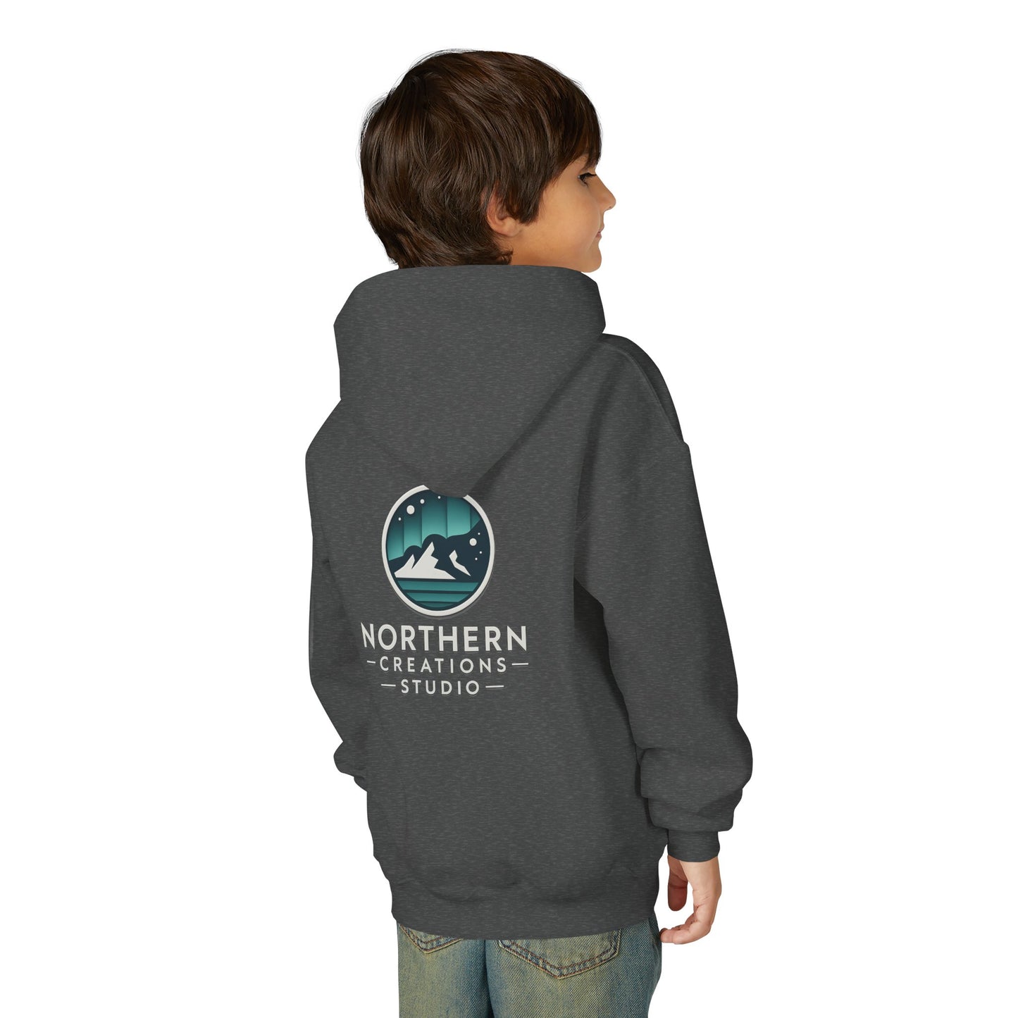 Youth Hoodie — Northern Creations Studio Logo Sweatshirt (Aurora Mountain Design)